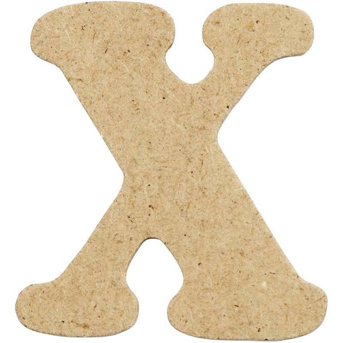 10 x Pre Punched MDF Wooden Letter 4 cm - Initial X - Hobby & Crafts