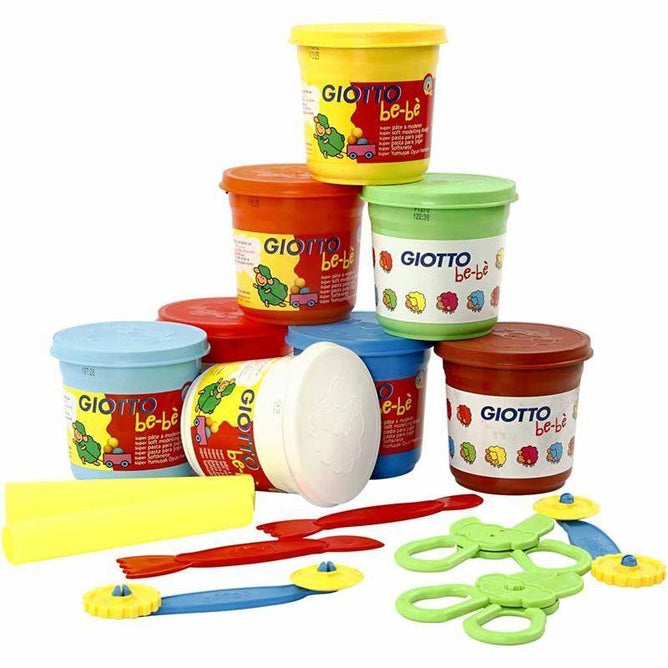 8 x Assorted Colour Modelling Clay Bucket With Plastic Tools Pack For Children - Hobby & Crafts