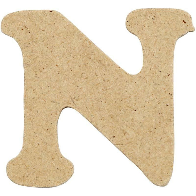 10 x Pre Punched MDF Wooden Letter 4 cm - Initial N - Hobby & Crafts