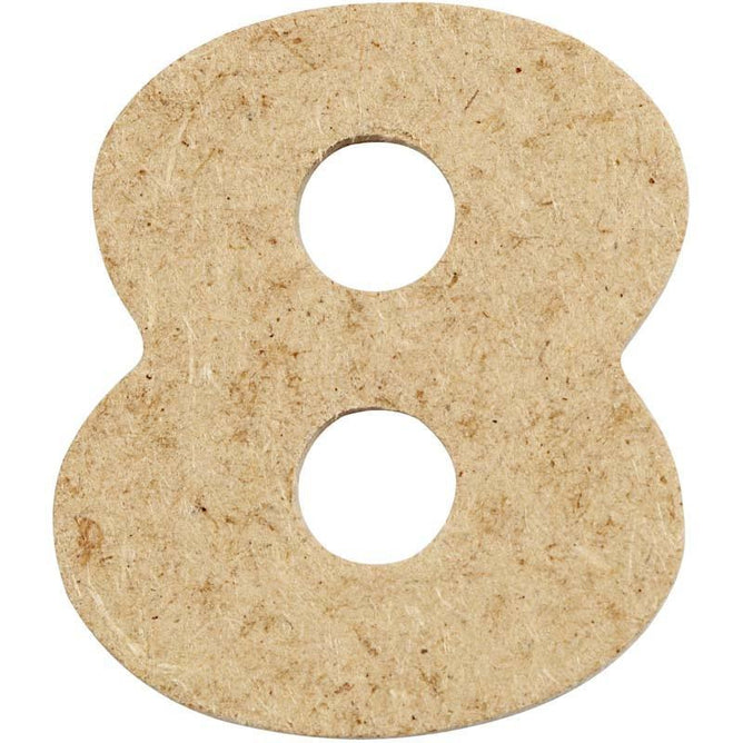 10 x Pre Punched MDF Wooden Number 4 cm - Digit 8 - Hobby & Crafts