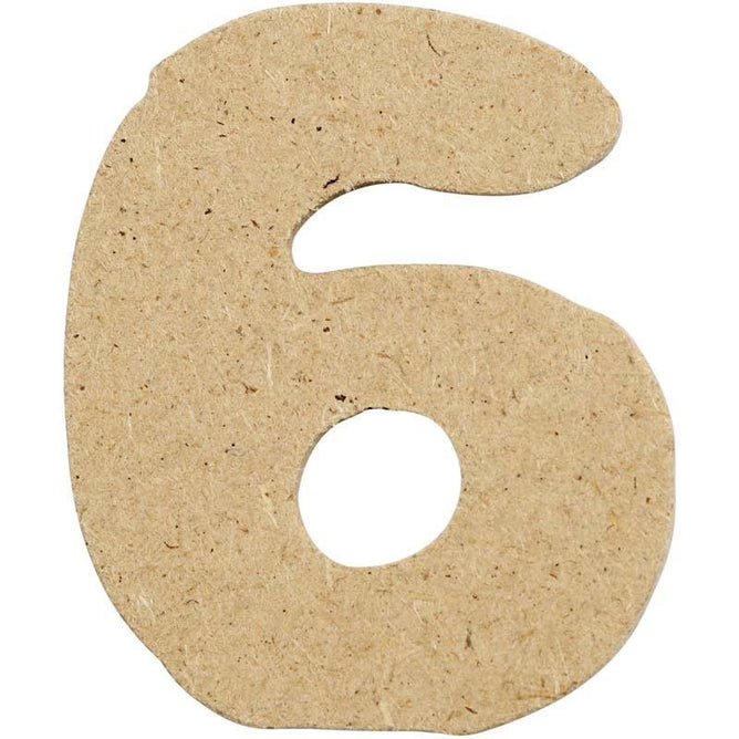 10 x Pre Punched MDF Wooden Number 4 cm - Digit 6 - Hobby & Crafts