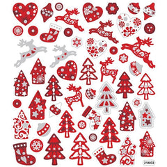 Colourful Scandinavian Christmas Glitter Stickers Self Adhesive Embellishment Decoration Craft - Hobby & Crafts