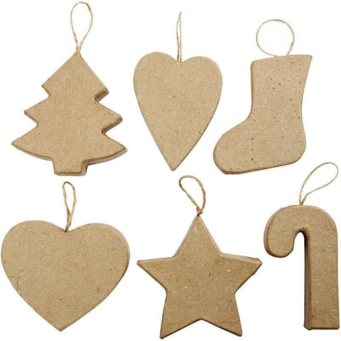 12 x Assorted Hanging Christmas Decoration Tree Star Hearts Stocking Stick - Hobby & Crafts