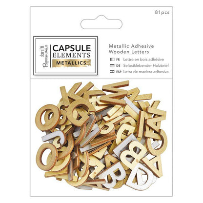 81 x Papermania Metallic Adhesive Alphabet Pack Wooden Decoration Scrapbooking Crafts - Home - Crafts