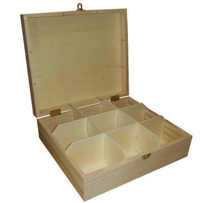 9 Compartment Teabag Wooden Box Storage Kitchen 23cm - Home - Crafts