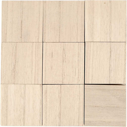9 x Paulownia Wood Toy Cubes With Tray Decoration Crafts 4x4x4 cm - Home - Crafts