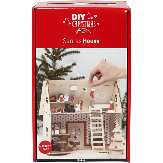 Santa Wooden House DIY Kit With Silk Clay Christmas Decoration Crafts