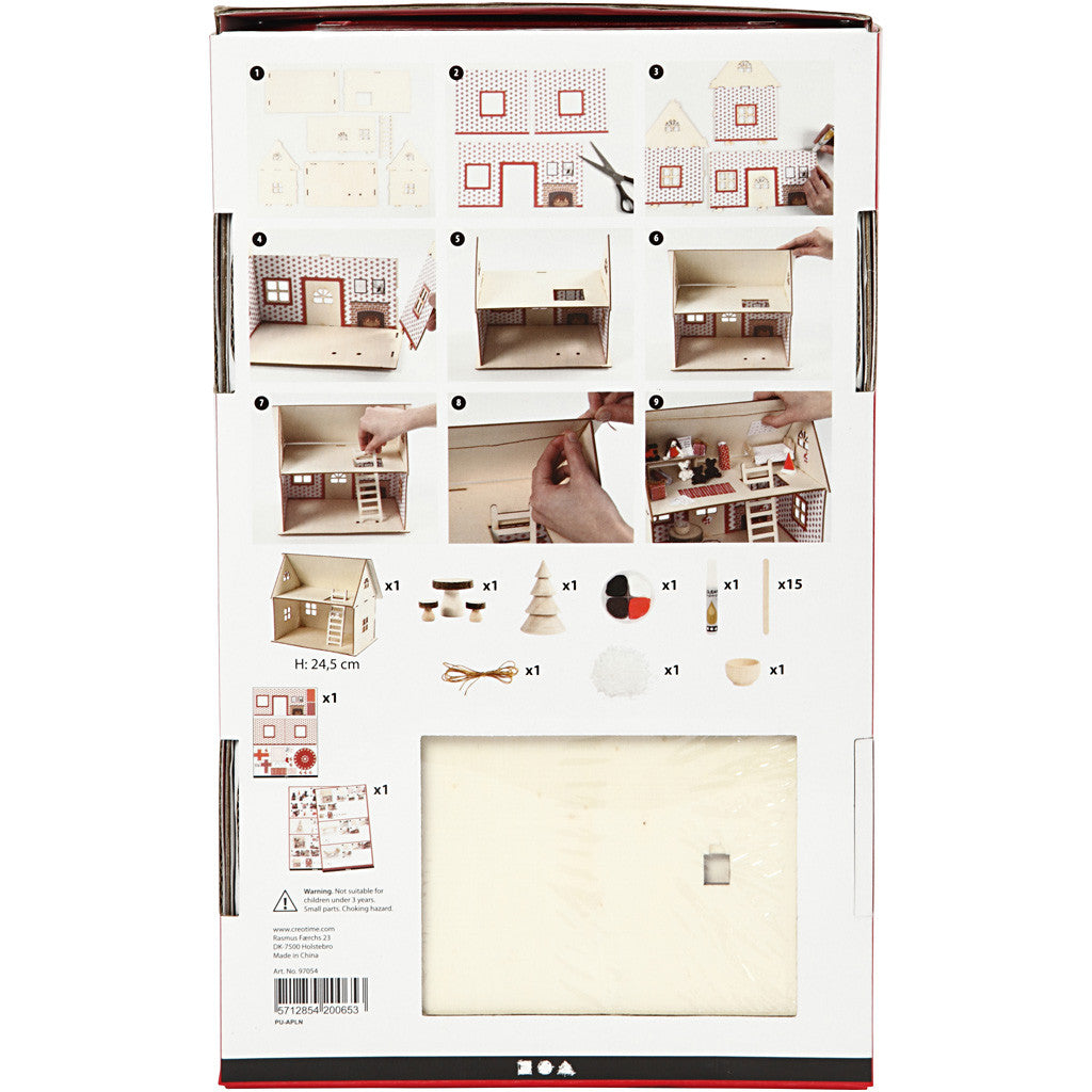 Santa Wooden House DIY Kit With Silk Clay Christmas Decoration Crafts