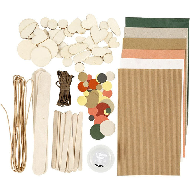 Crafting Assortment Kit Confetti String Cardboard Mosaics Ice Lolly Sticks