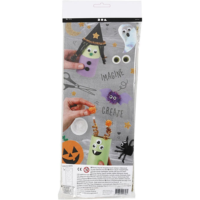 Crafting Assortment Halloween Base Glitter Natural Paper Card Eyes Spider Web Cord Poms