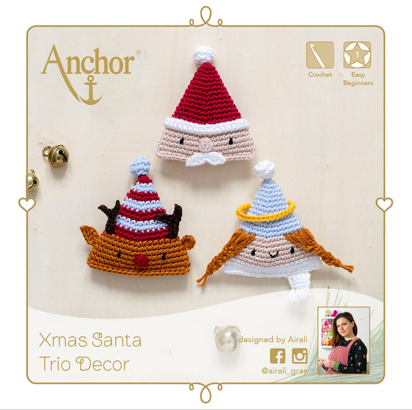 Crochet Kit Amigurumi Santa Trio Décor Creativa | Medium Skill