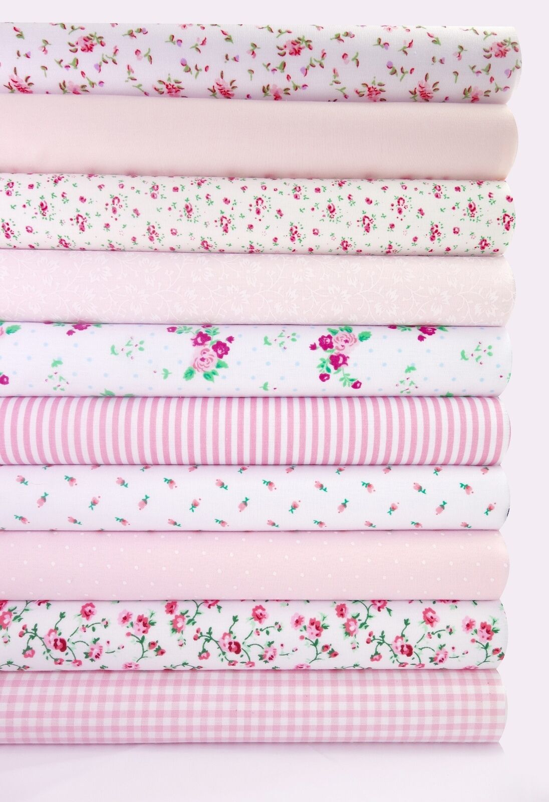 Fabric Bundles Fat Quarters Polycotton Material Florals Gingham Spots Craft - ALL PINKS