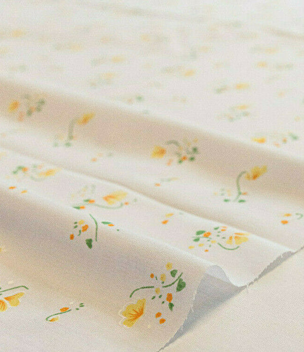 Anna Yellow Shabby Chic Polycotton Floral Fabric