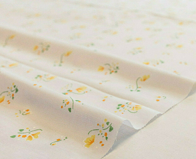 Anna Yellow Shabby Chic Polycotton Floral Fabric