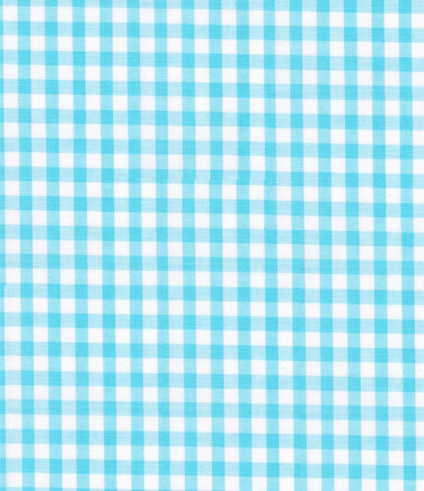 Aqua Gingham Polycotton 1/4