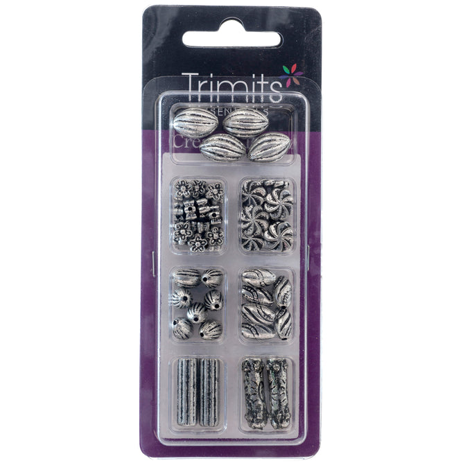 Impex Trimits Jewellery Craft Creative Beads Kits Silver Colours Mixed Pack - Hobby & Crafts