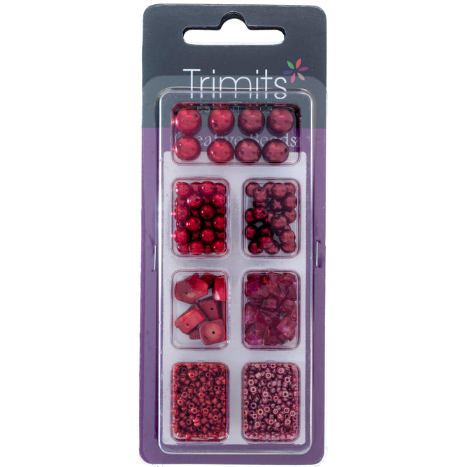 Impex Trimits Jewellery Craft Creative Beads Kits Red Colours Mixed Pack - Hobby & Crafts