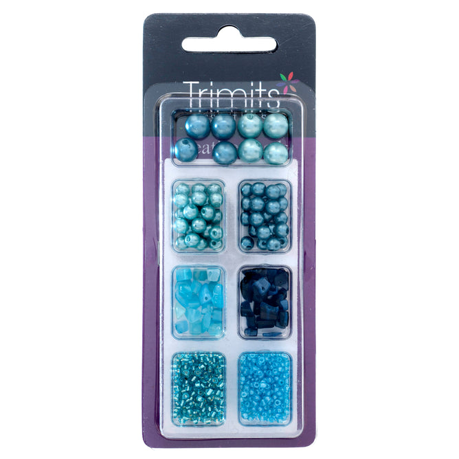 Impex Trimits Jewellery Craft Creative Beads Kits Blue Colours Mixed Pack - Hobby & Crafts