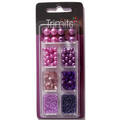 Impex Trimits Jewellery Craft Creative Beads Kits Pink And Lilac Colours Mixed Pack - Hobby & Crafts