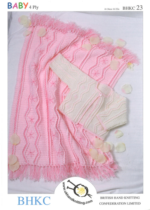 4 Ply Knitting Pattern Jacket Pram Blanket 0 - 2 Years 41-56 cm 16-22 inches - Hobby & Crafts