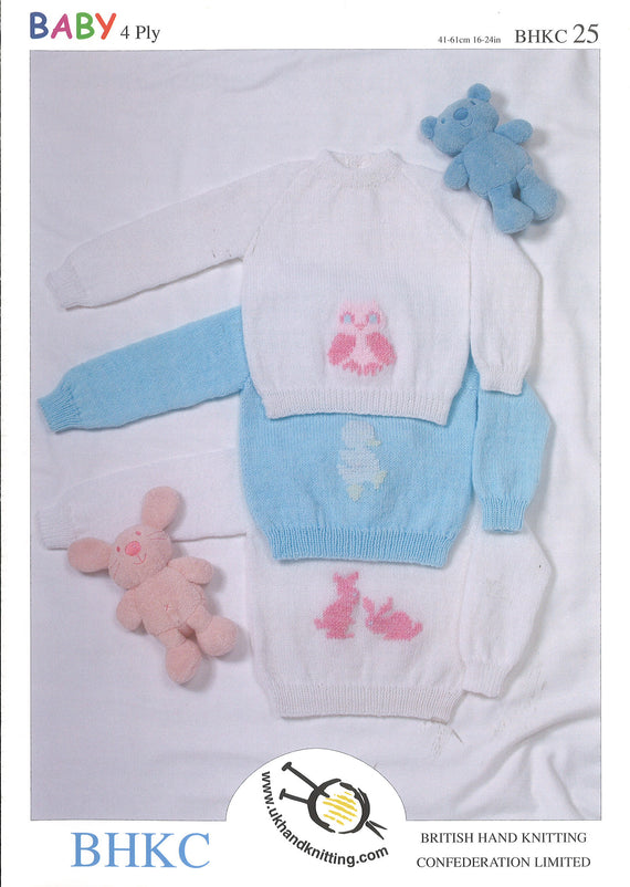 4 Ply Knitting Pattern Embroidered Sweaters 0 To 4 Years 41-61 cm 16-24 inches - Hobby & Crafts