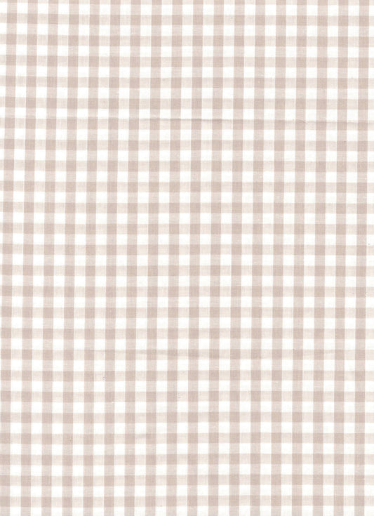 Beige Gingham Polycotton 1/4" Checked Fabric Select Size 112cm Wide