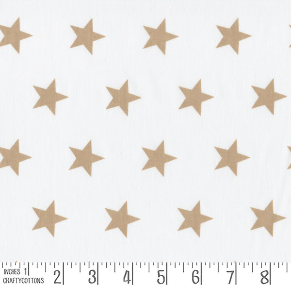 Beige Stars Polycotton Children Fabric Choose Size