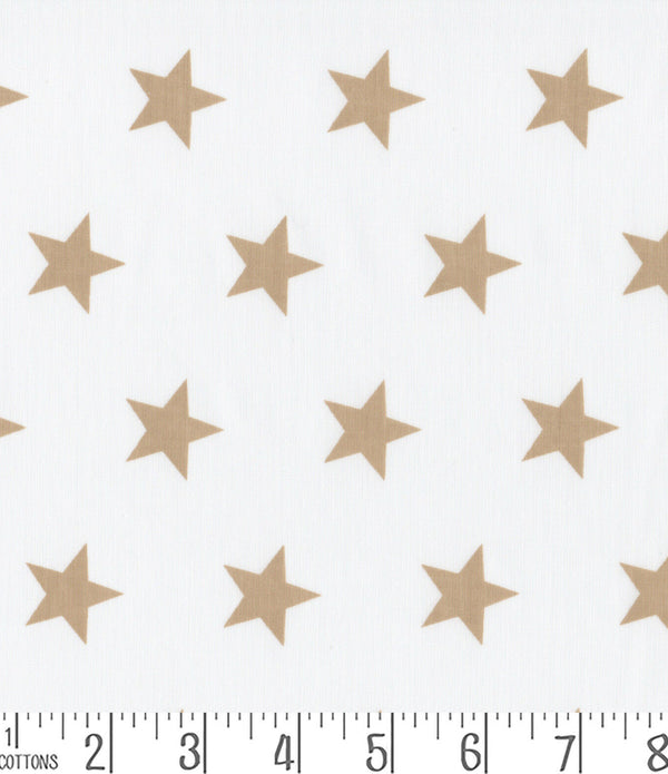 Beige Stars Polycotton Children Fabric Choose Size