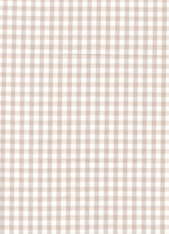 Beige Gingham Polycotton 1/4" Checked Fabric Select Size 112cm Wide