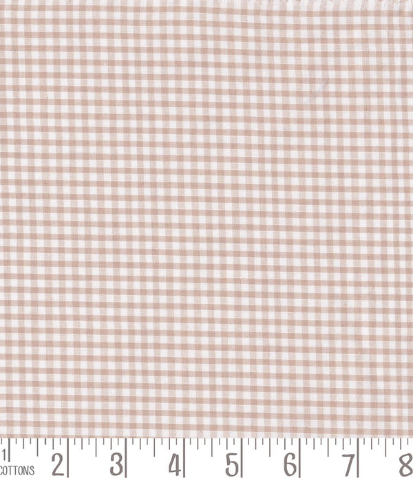 Beige Gingham Polycotton 1/8