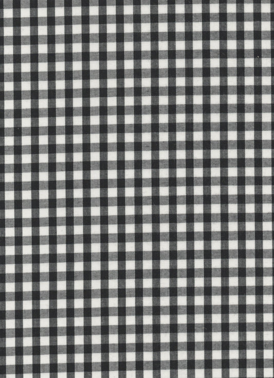 Black Gingham Polycotton 1/4" Checked Fabric Select Size 112cm Wide