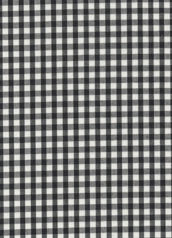 Black Gingham Polycotton 1/4" Checked Fabric Select Size 112cm Wide