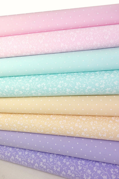 Fabric Bundles Fat Quarters Polycotton Material Florals Spots Craft - BLENDERS PLAINS