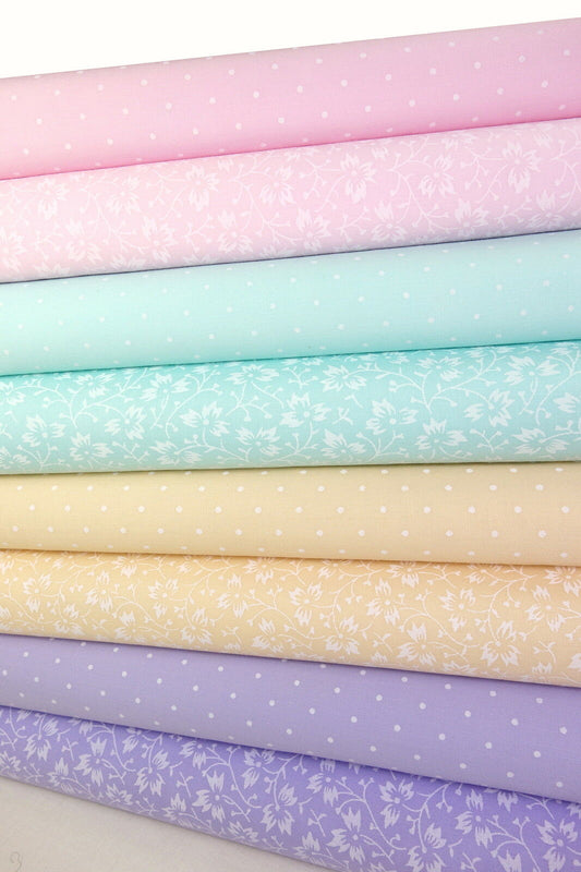 Fabric Bundles Fat Quarters Polycotton Material Florals Spots Craft - BLENDERS PLAINS