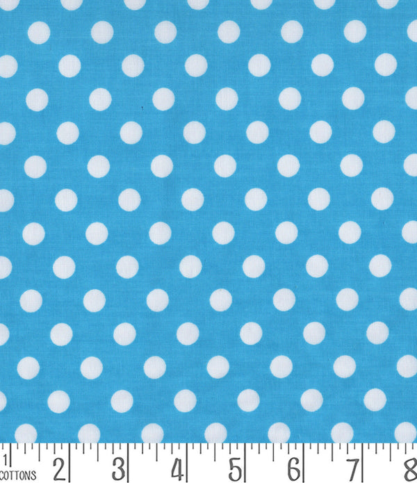 Blue Dots Polycotton Children Fabric Choose Size