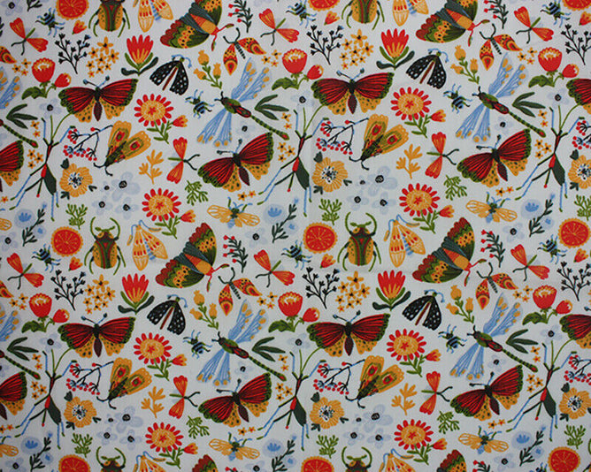 Butterflies & Bugs Sky Polycotton Children Fabric