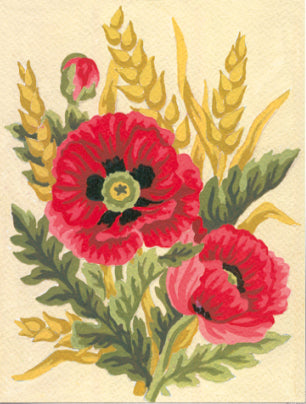 Collection d'Art Printed Needlepoint Tapestry Canvas Kit Needlecraft 14x18cm - Poppies And Wheat
