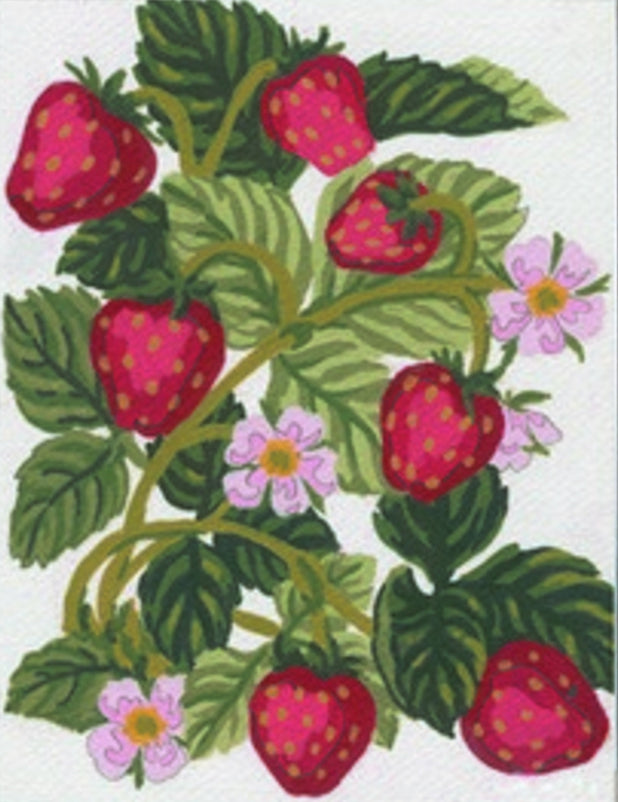 Collection d'Art Printed Needlepoint Tapestry Canvas Kit Needlecraft 14x18cm - Strawberries