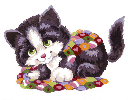 Collection d'Art Printed Needlepoint Tapestry Canvas Needlecraft 20x25cm - Patchwork Kitten