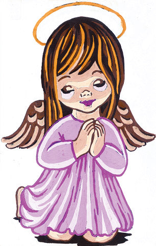 Collection d'Art Printed Needlepoint Tapestry Canvas Needlecraft 20x25cm - Girl Angel Praying