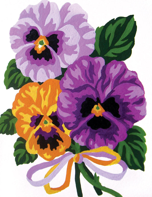 Collection d'Art Printed Needlepoint Tapestry Canvas Needlecraft 20x25cm - Pansies Bouquet