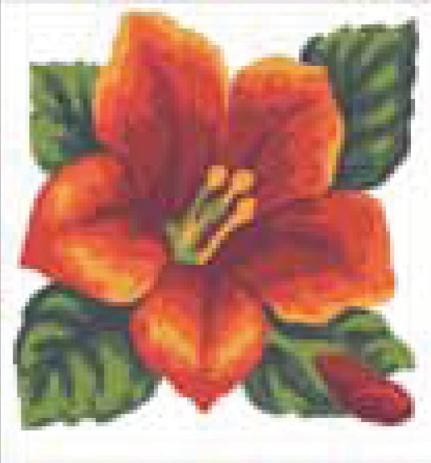 Collection d'Art Printed Needlepoint Tapestry Canvas Kit Needlecraft 20x20cm - Red Hibiscus
