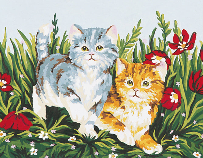 Collection d'Art Printed Needlepoint Tapestry Canvas Kit Needlecraft 20x30cm - Playful Kittens