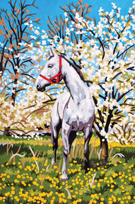 Collection d'Art Printed Needlepoint Tapestry Canvas Needlecraft 30x40cm - Horse in the Orchard