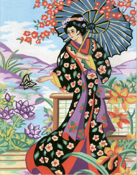 Collection d'Art Printed Needlepoint Tapestry Canvas Kit Needlecraft 22x30cm - Japanese Lady