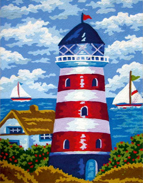 Collection d'Art Printed Needlepoint Tapestry Canvas Kit Needlecraft 30x22cm - Lighthouse