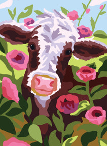 Collection d'Art Printed Needlepoint Tapestry Canvas Needlecraft 30x40cm - Cow