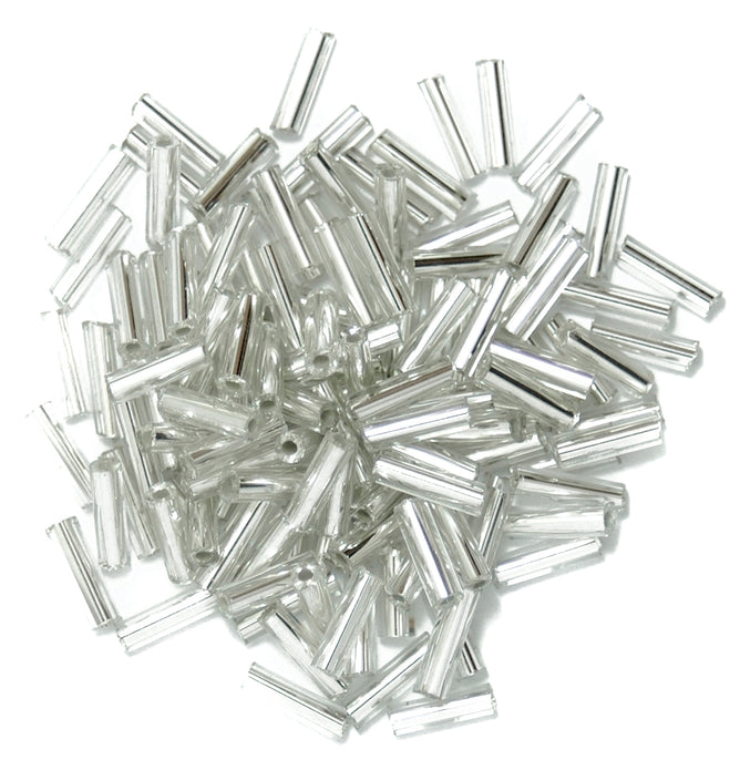 Craft Factory Bugle Glass Beads For Jewellery Making, Knitting, Sewing - 6mm Silver - Hobby & Crafts