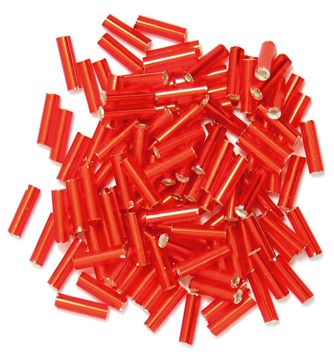 Craft Factory Bugle Glass Beads For Jewellery Making, Knitting, Sewing - 6mm Red - Hobby & Crafts