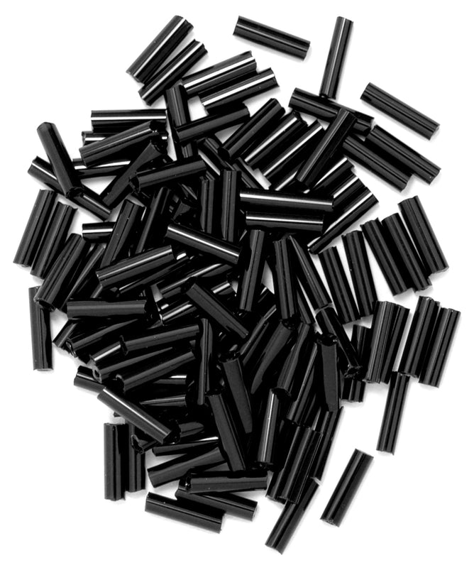 Craft Factory Bugle Glass Beads For Jewellery Making, Knitting, Sewing - 6mm Black - Hobby & Crafts